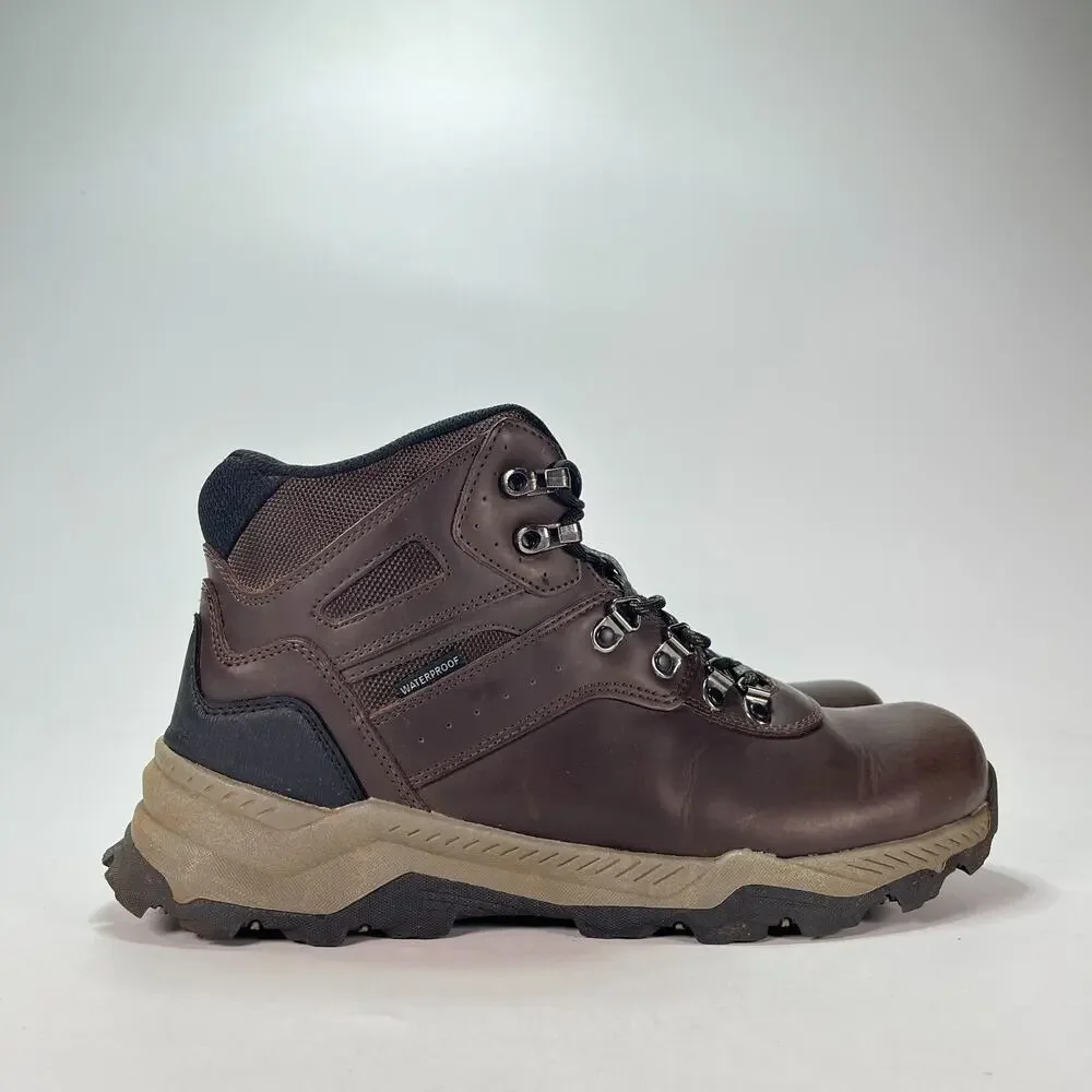 Khombu Kenny Dark Brown Leather Waterproof Hiking Boots 1925424 Men's Size 12M